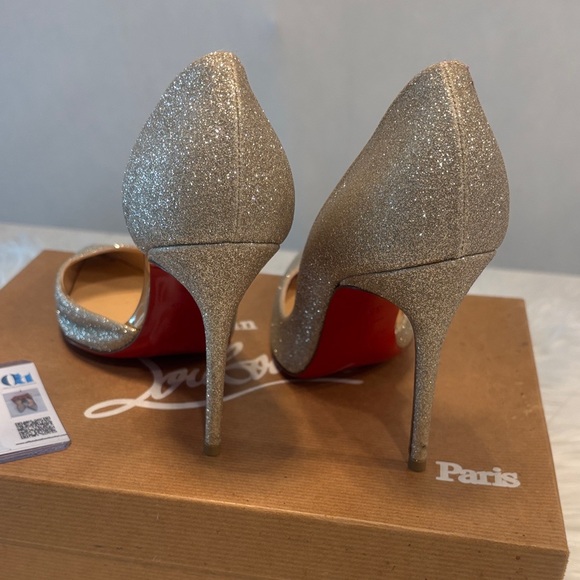 Christian Louboutin Iriza 100 d’orsay gold pumps - Picture 3 of 5